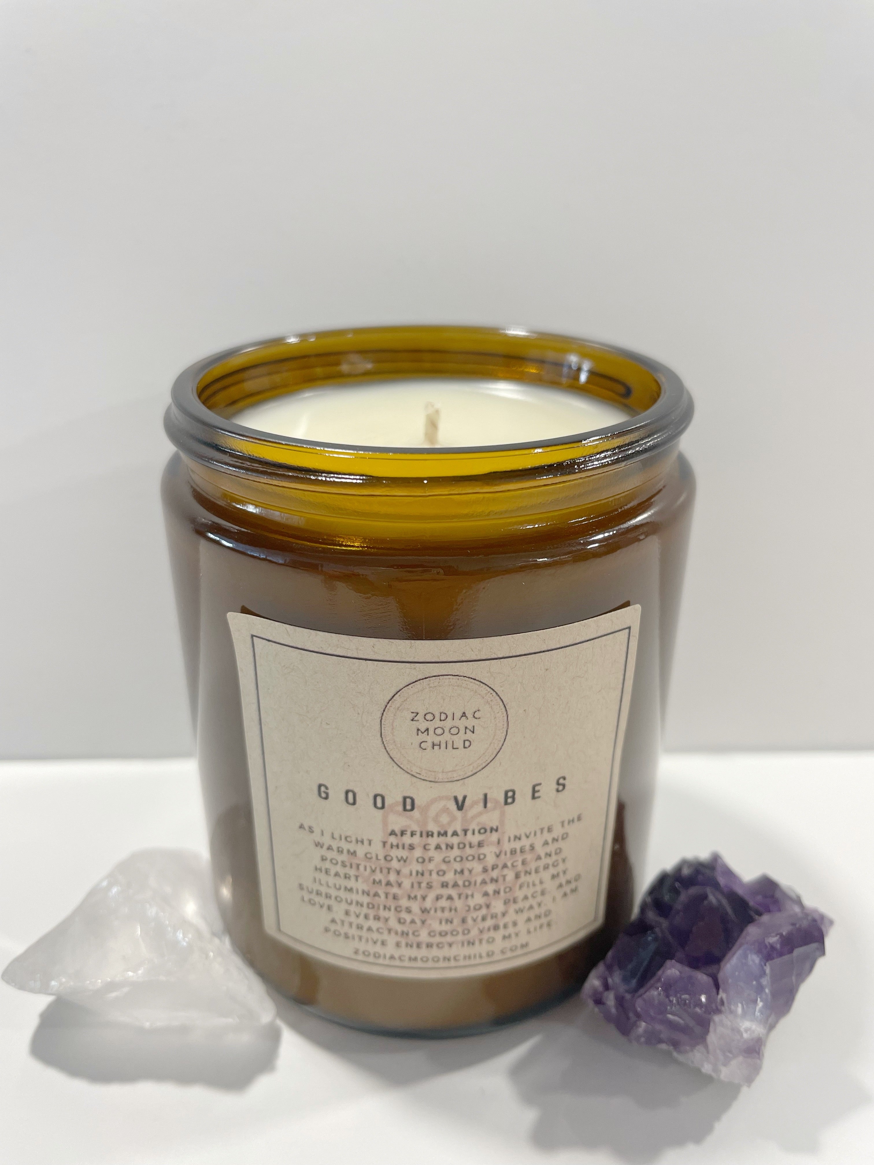 Good Vibes Manifest with Our Amber Spiritual Soy Candle - Embrace Positivity & Elevate Your Sacred Zen Space - 100% Natural Soy Wax, Energy