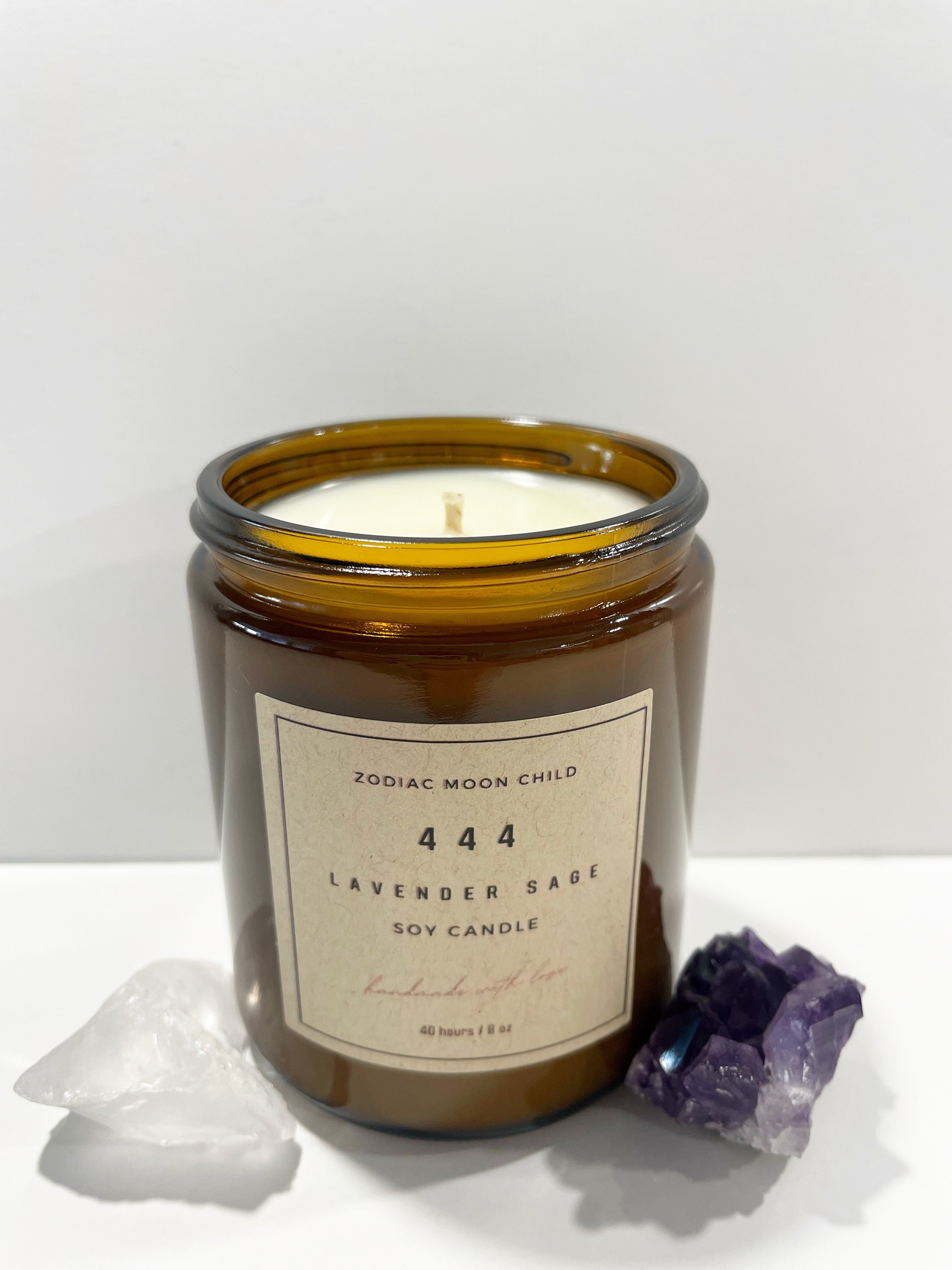 Angel Number 444 - Tranquil Amber Spiritual Soy Candle: Enhance Positivity & Elevate Your Sacred Zen Space with 100% Natural Soy Wax, Energy