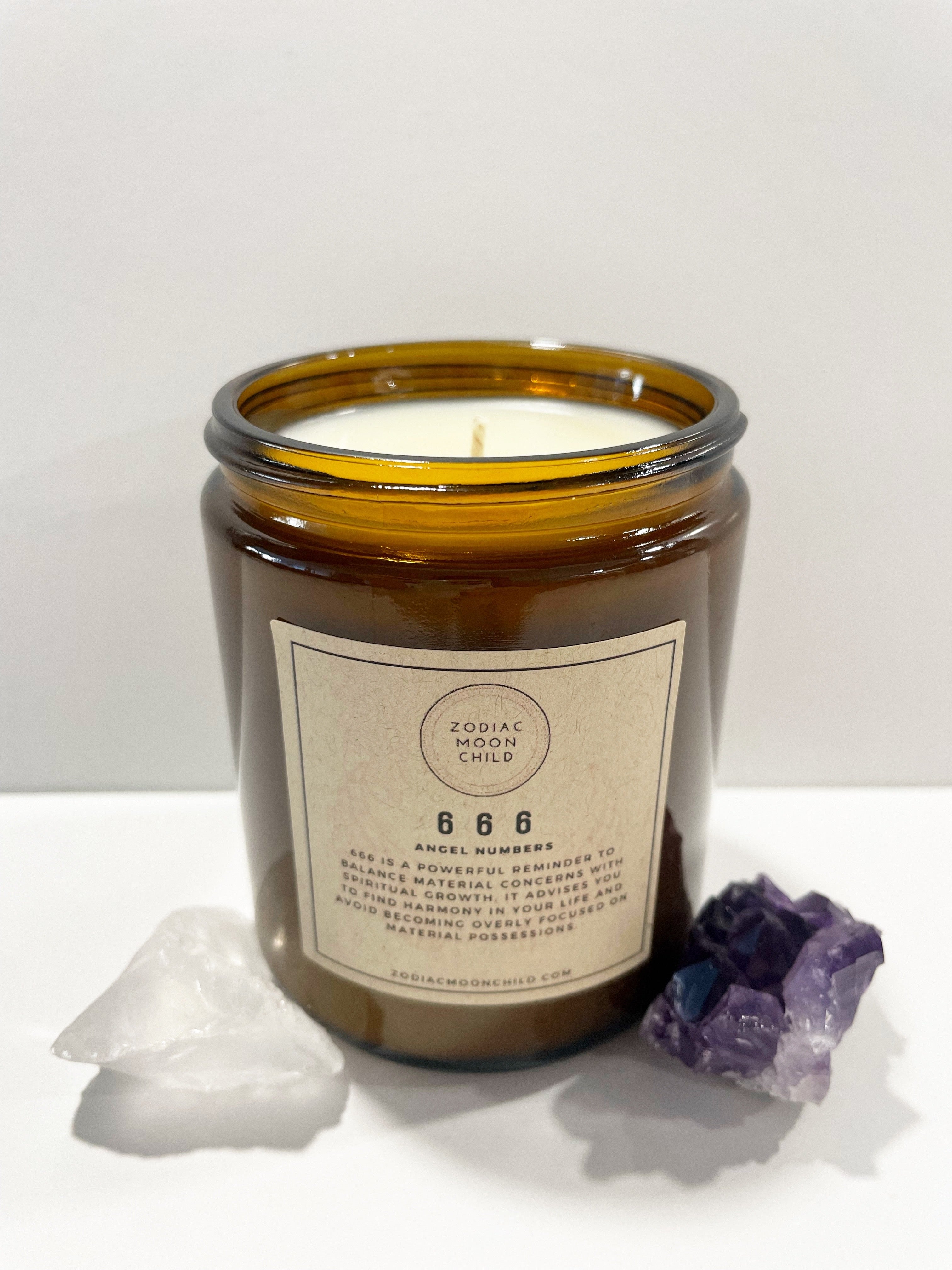 Angel Number 666 - Tranquil Amber Spiritual Soy Candle: Enhance Positivity & Elevate Your Sacred Zen Space with 100% Natural Soy Wax, Energy