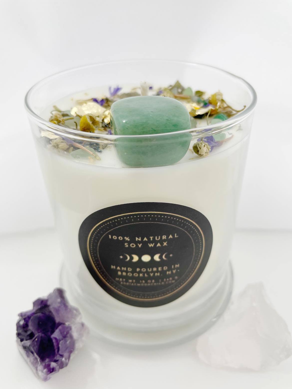 Prosperity & Abundance - White Tea Crystal Candle