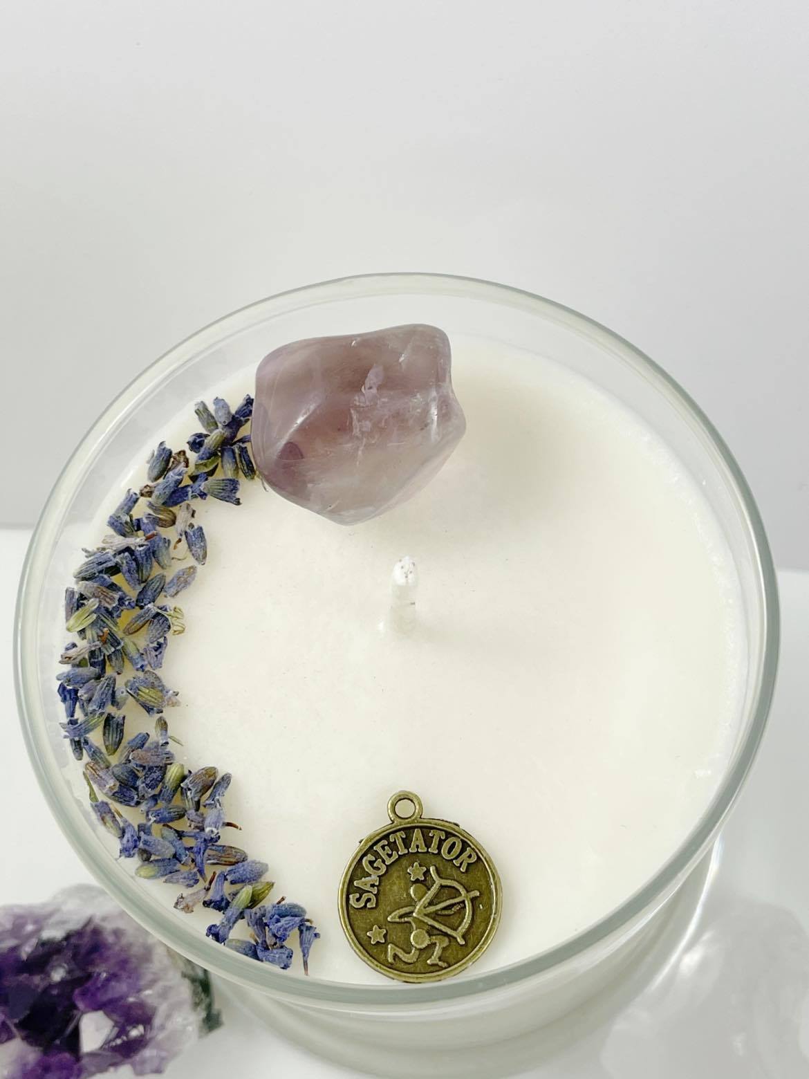 Sagittarius – Lavender Sage Crystal Candle