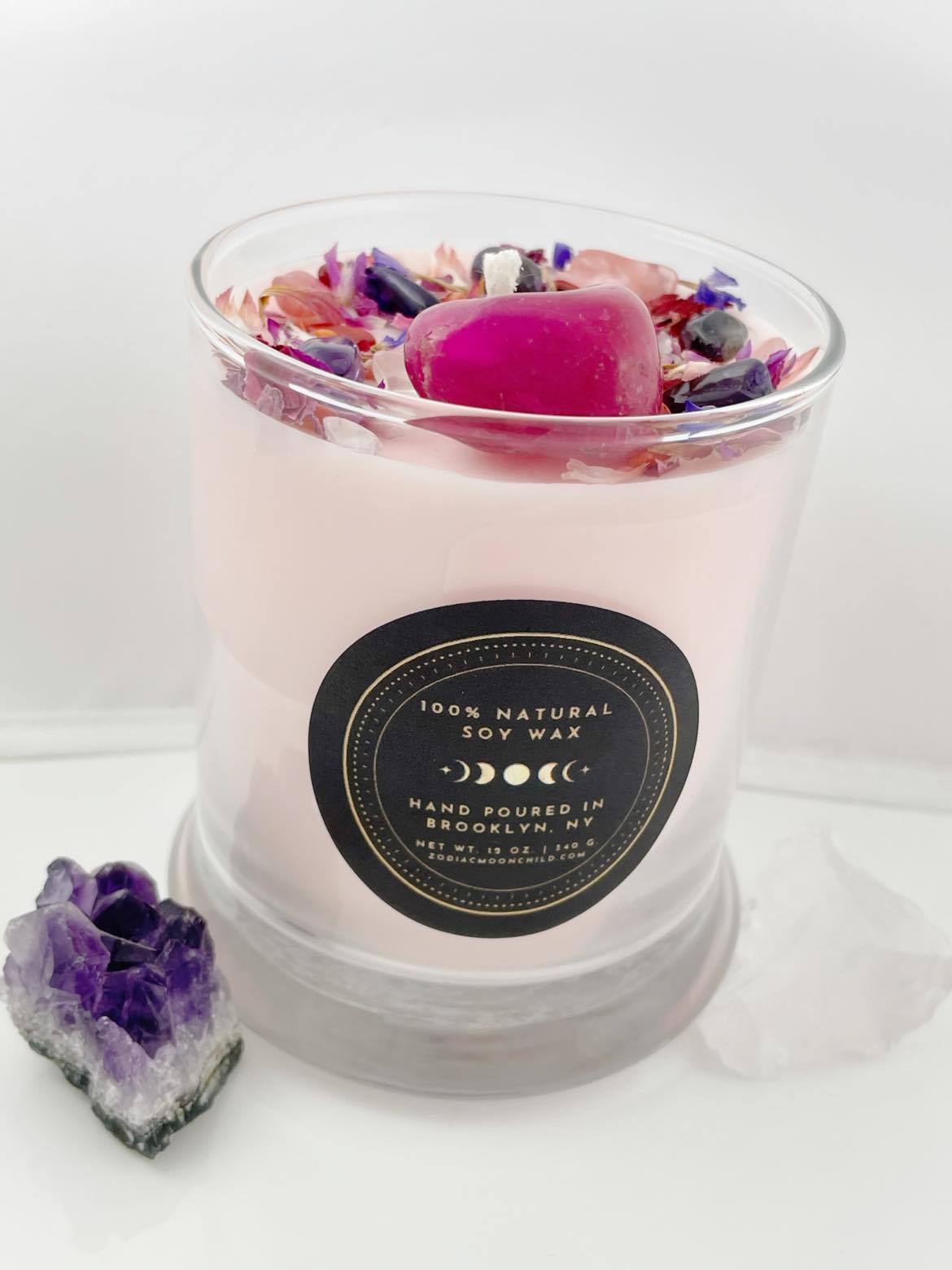 Heart Healer & Love Protection - Pomegranate Cider Crystal Candle