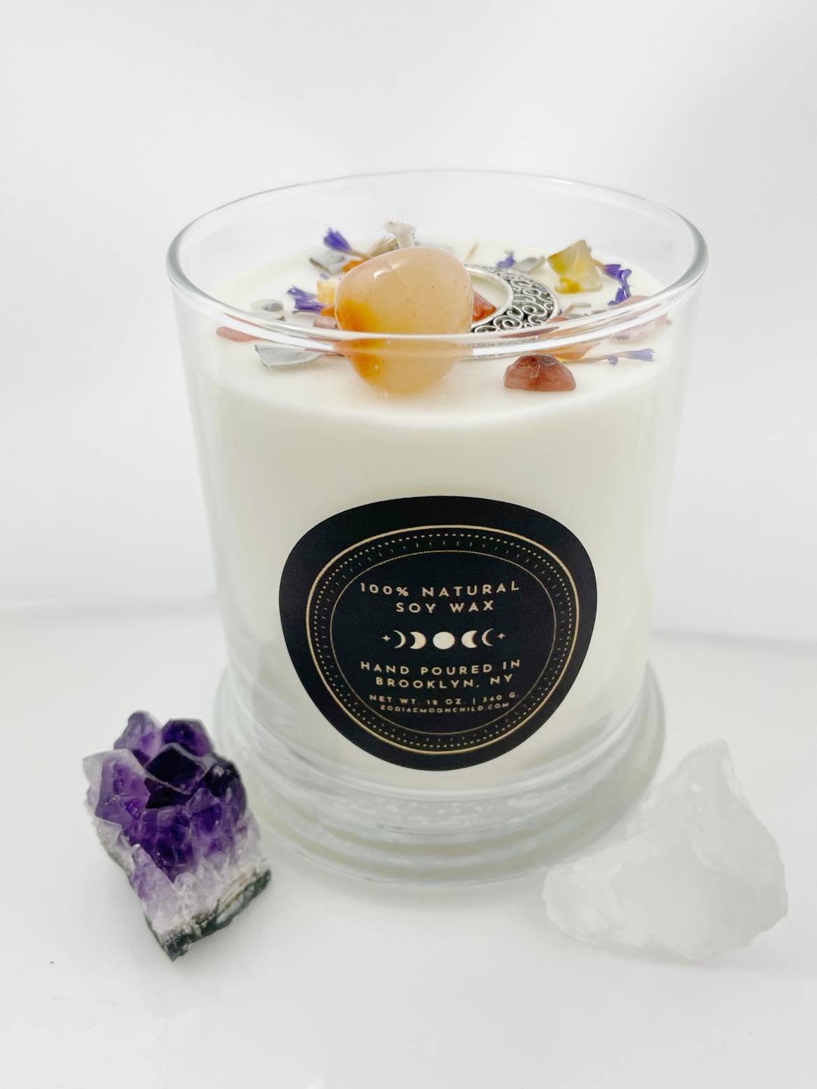 Aura Cleanse: Full Moon - Suede and Smoke Crystal Candle