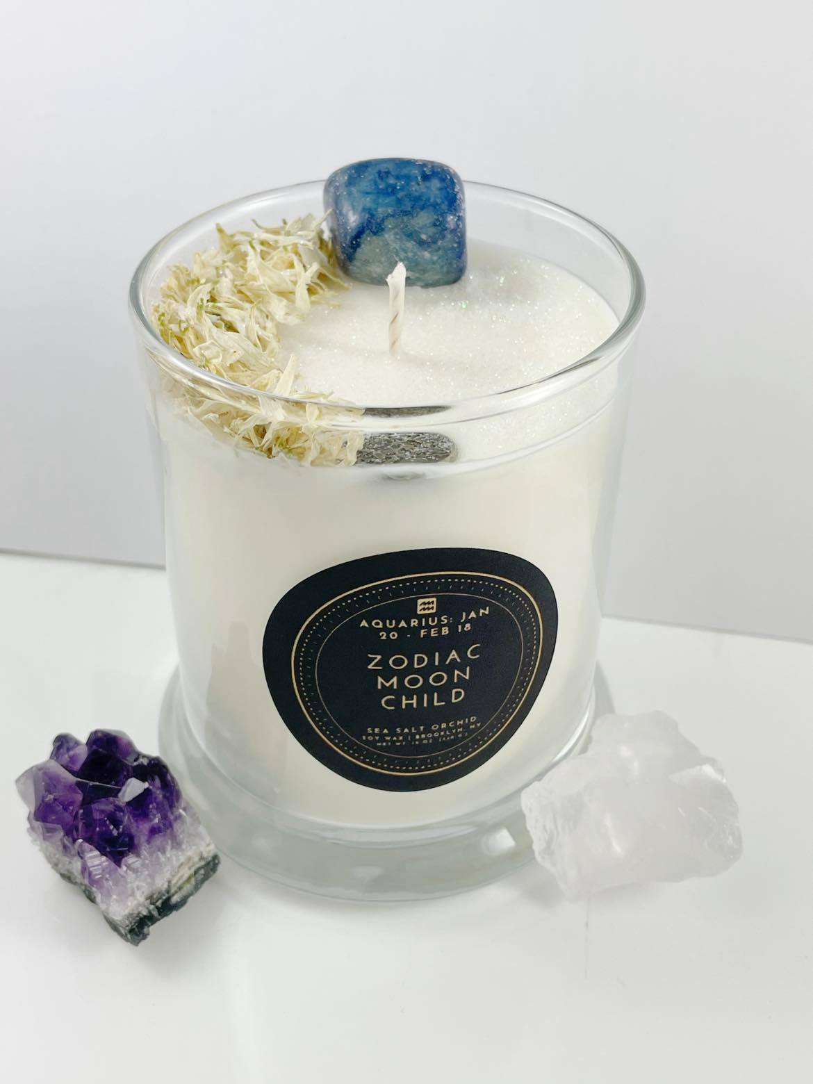 Aquarius – Sea Salt Orchid Crystal Candle