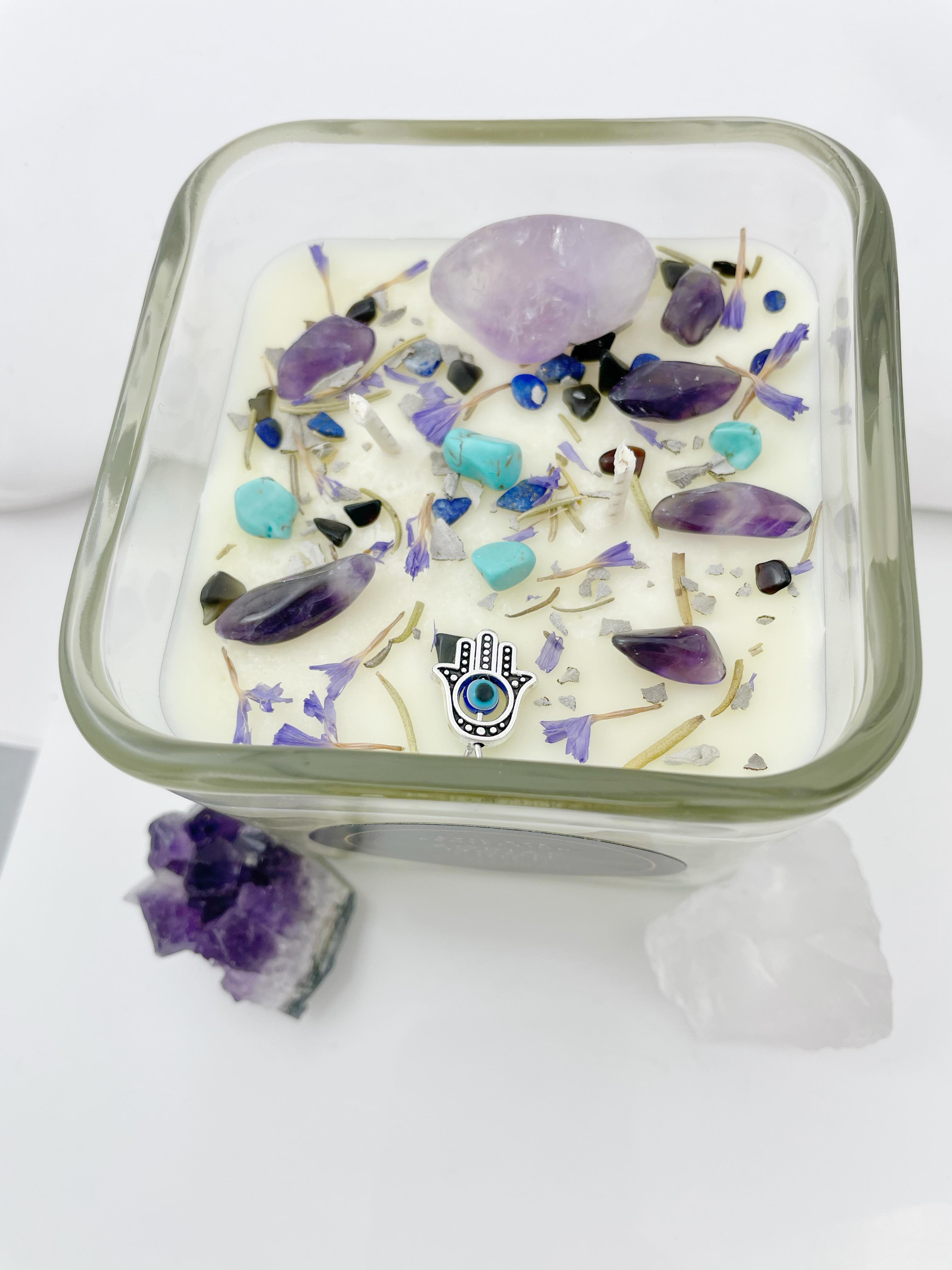 Evil Eye Protection Crystal Candle