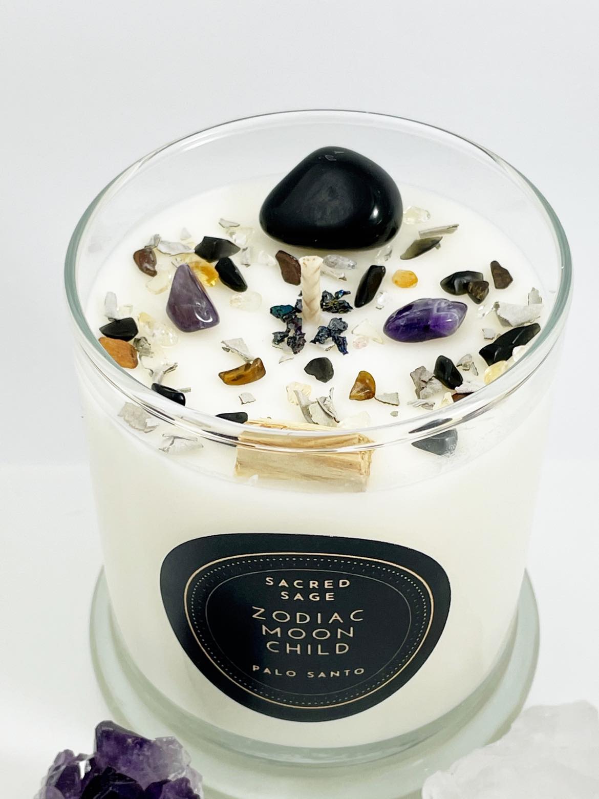Sacred Sage - Palo Santo Crystal Candle