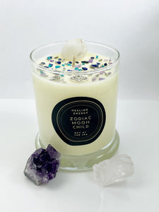 Healing Energy - Day At The Spa - White Tea - Moon Stone - Crystal Candle Spiritual Collection - Crystal Herb Candle - 100% Natural Soy Wax