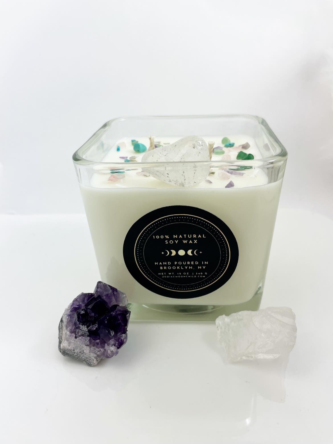 Cozy Nights - Nordic Lights - Fall - Crystal Candle - Spiritual Crystal Candle Collection - Crystal & Herb Candle – 100% Natural Soy Wax
