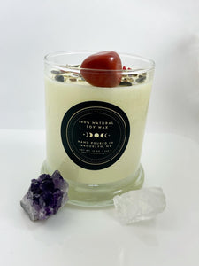Autumn Dreams - Fallen Leaves - Black Currant Absinthe - Crystal Candle - Spiritual Collection - Crystal Herb Candle – 100% Natural Soy Wax