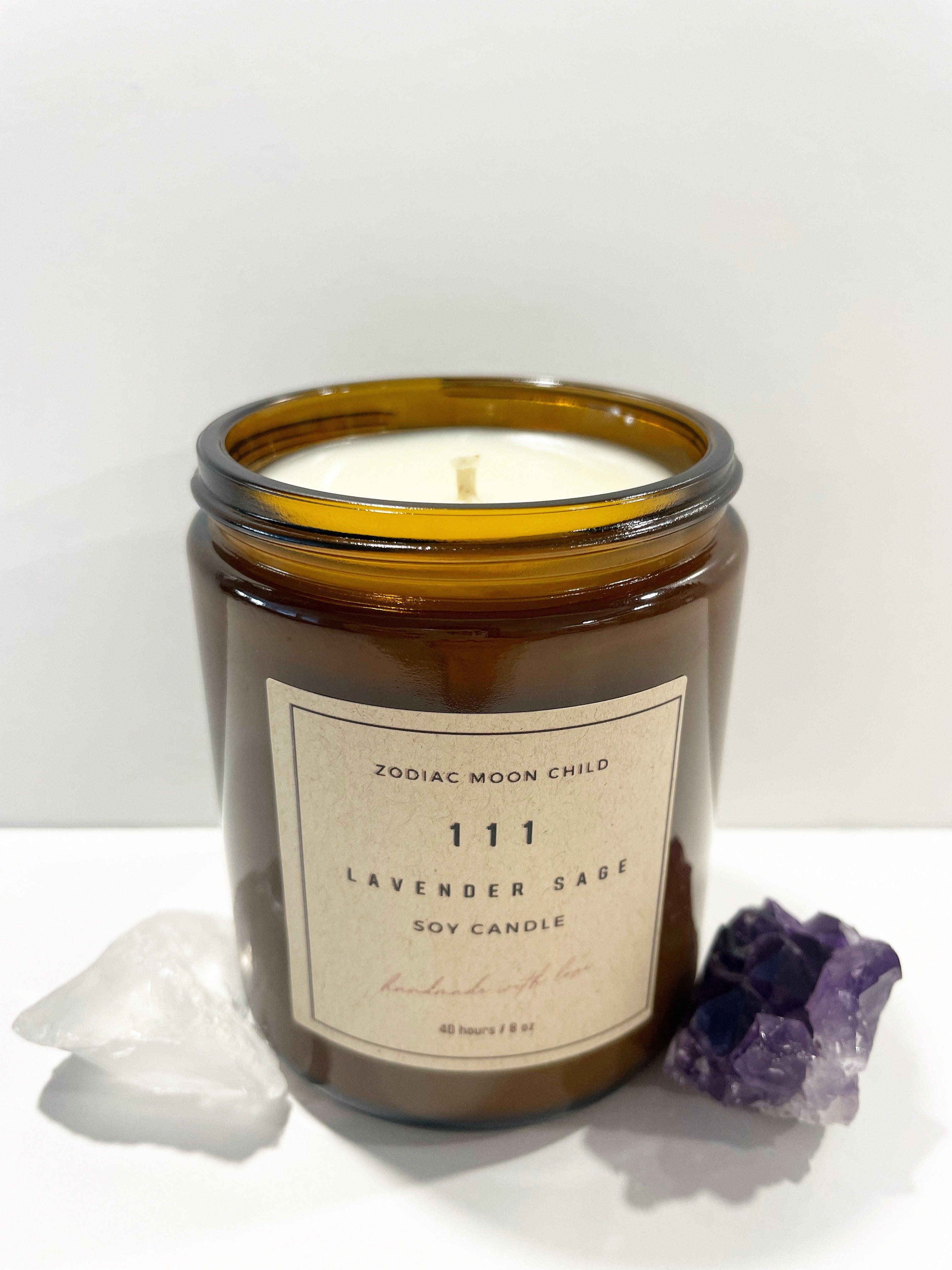 Angel Number 111 - Tranquil Amber Spiritual Soy Candle: Enhance Positivity & Elevate Your Sacred Zen Space with 100% Natural Soy Wax, Energy