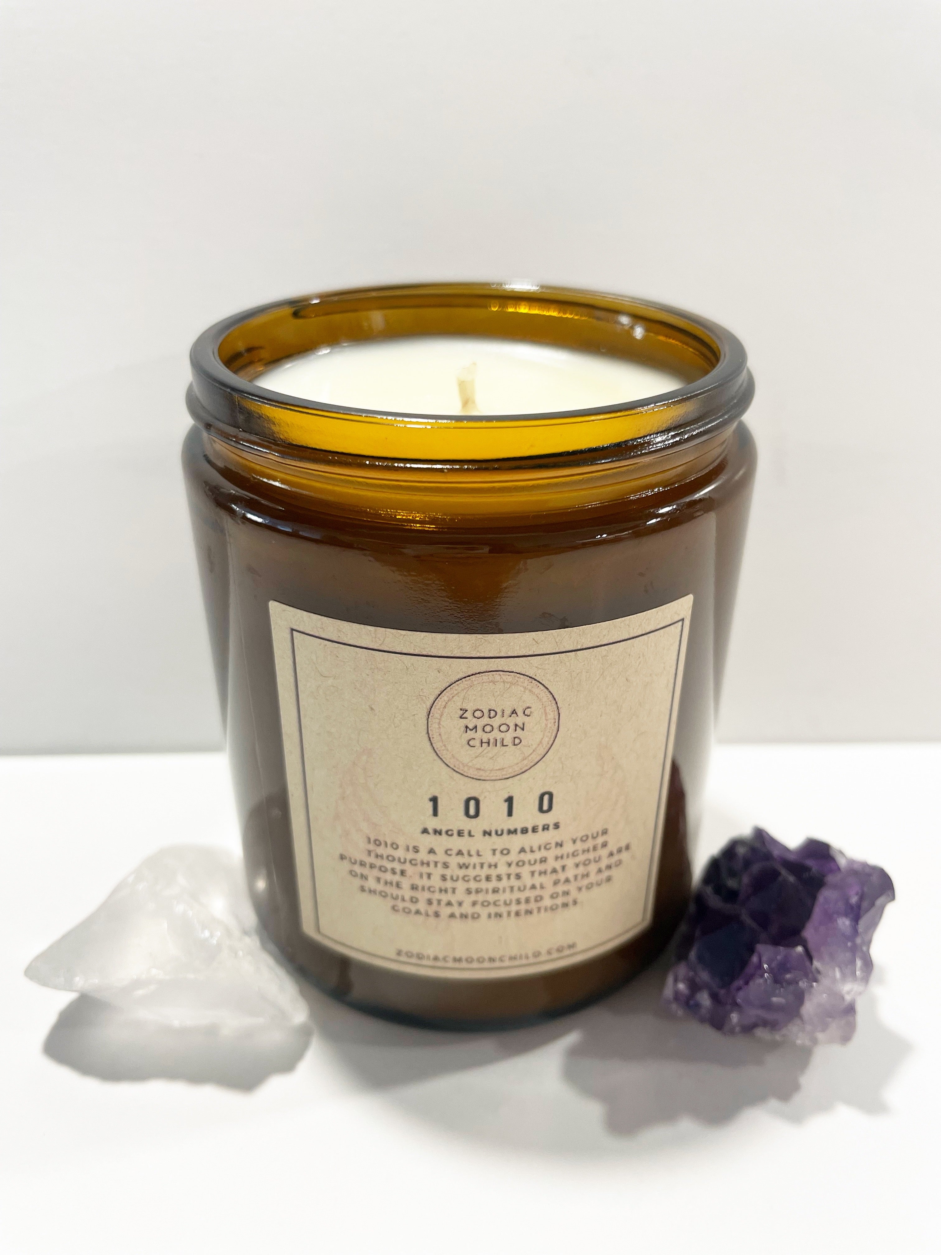 Angel Number 1010 - Tranquil Amber Spiritual Soy Candle: Enhance Positivity & Elevate Your Sacred Zen Space with 100% Natural Soy Wax, Energy