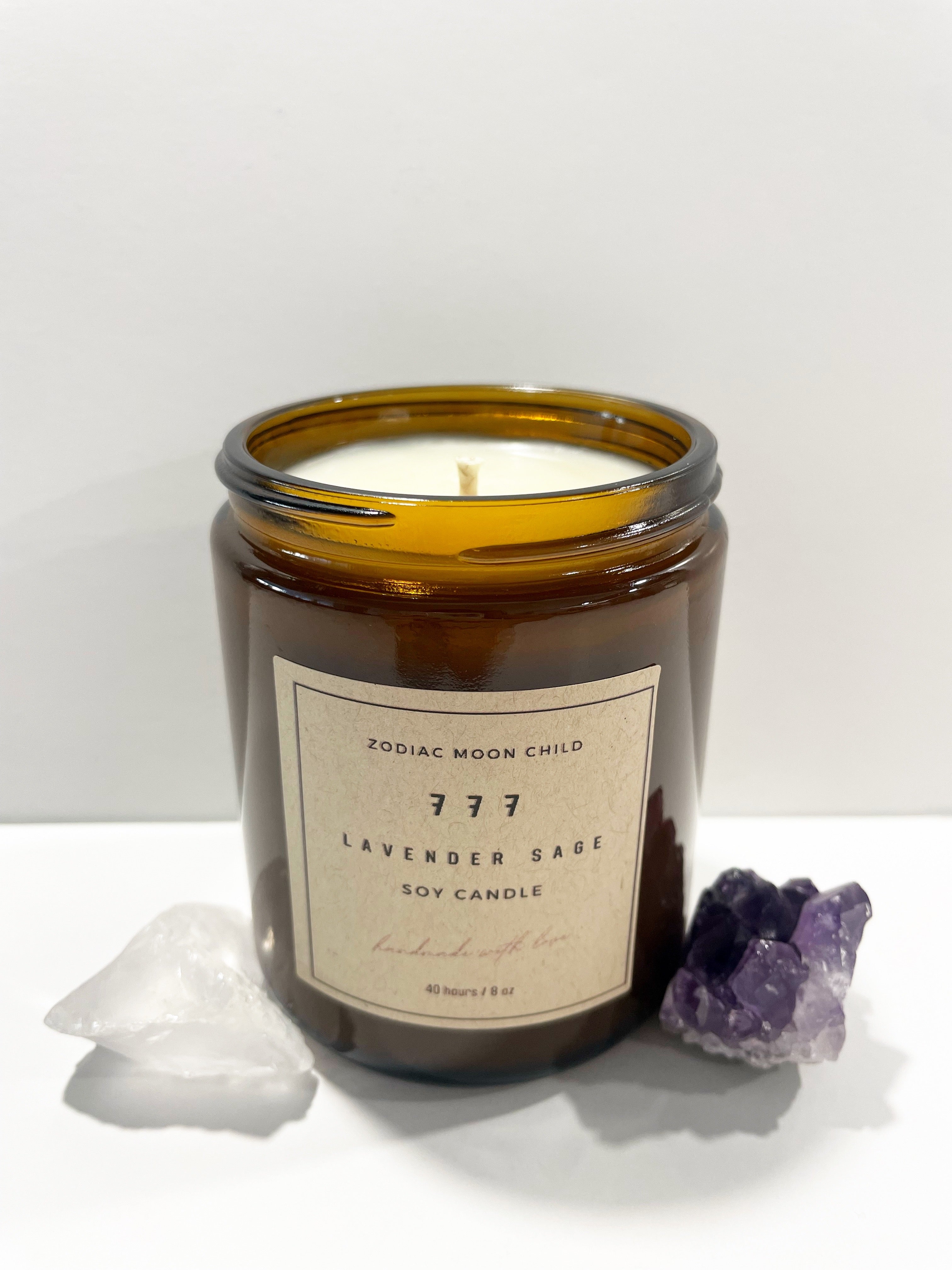 Angel Number 777 - Tranquil Amber Spiritual Soy Candle: Enhance Positivity & Elevate Your Sacred Zen Space with 100% Natural Soy Wax, Energy