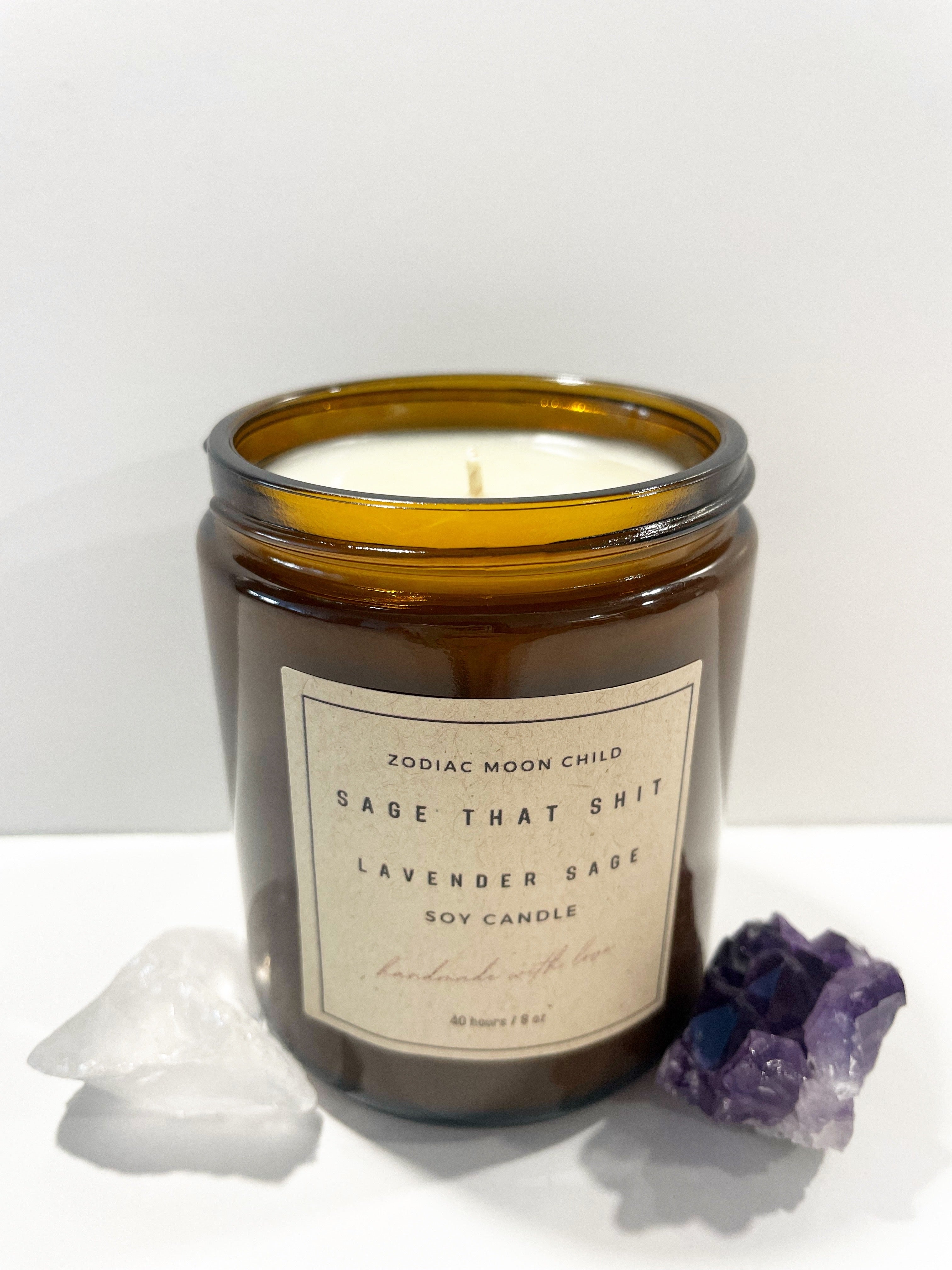 Sage That Sh*t with Our Amber Spiritual Soy Candle - Embrace Positivity & Elevate Your Sacred Zen Space - 100% Natural Soy Wax, Energy