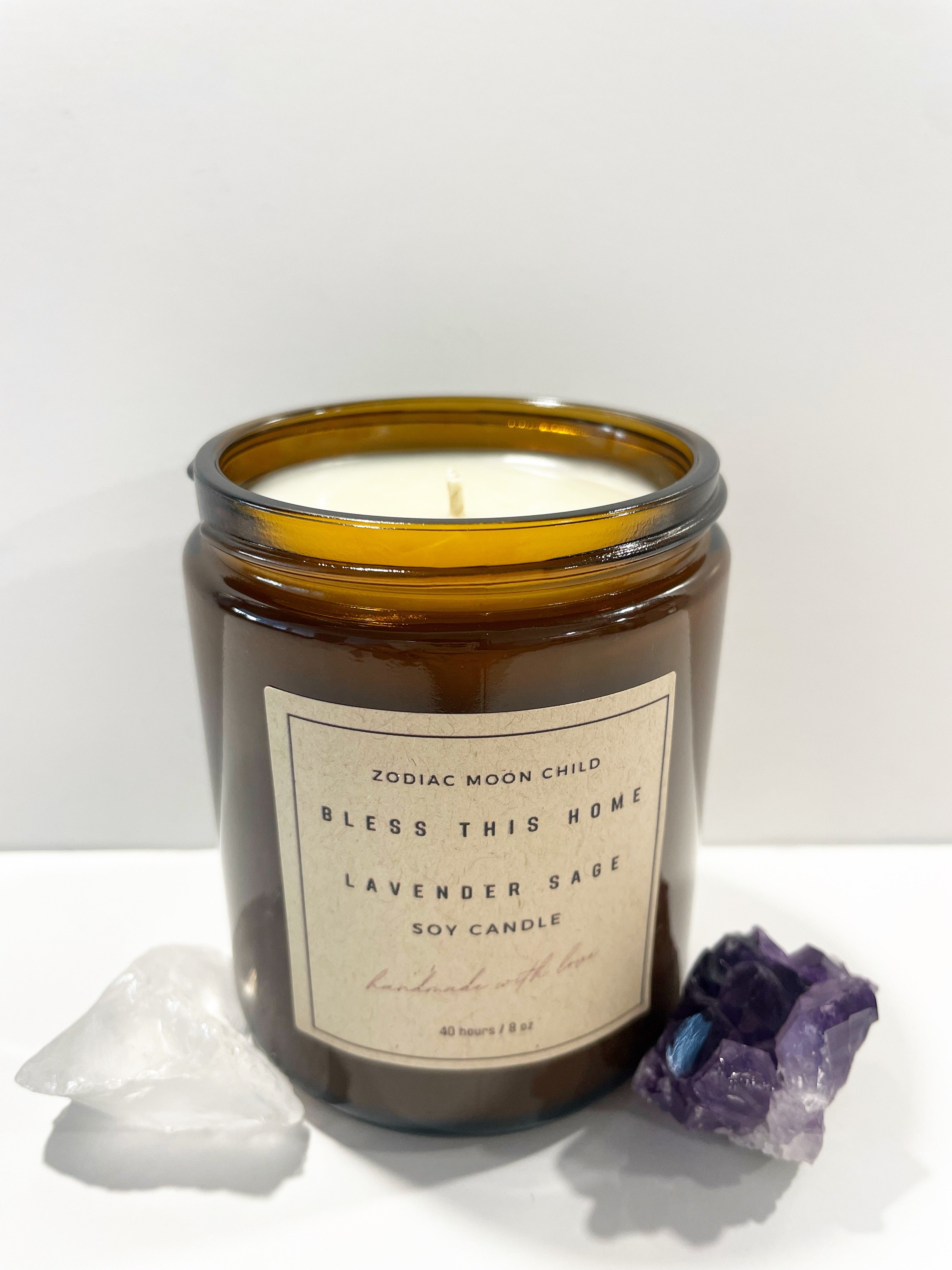 Bless This Home with Our Amber Spiritual Soy Candle - Embrace Positivity & Elevate Your Sacred Zen Space - 100% Natural Soy Wax, Energy