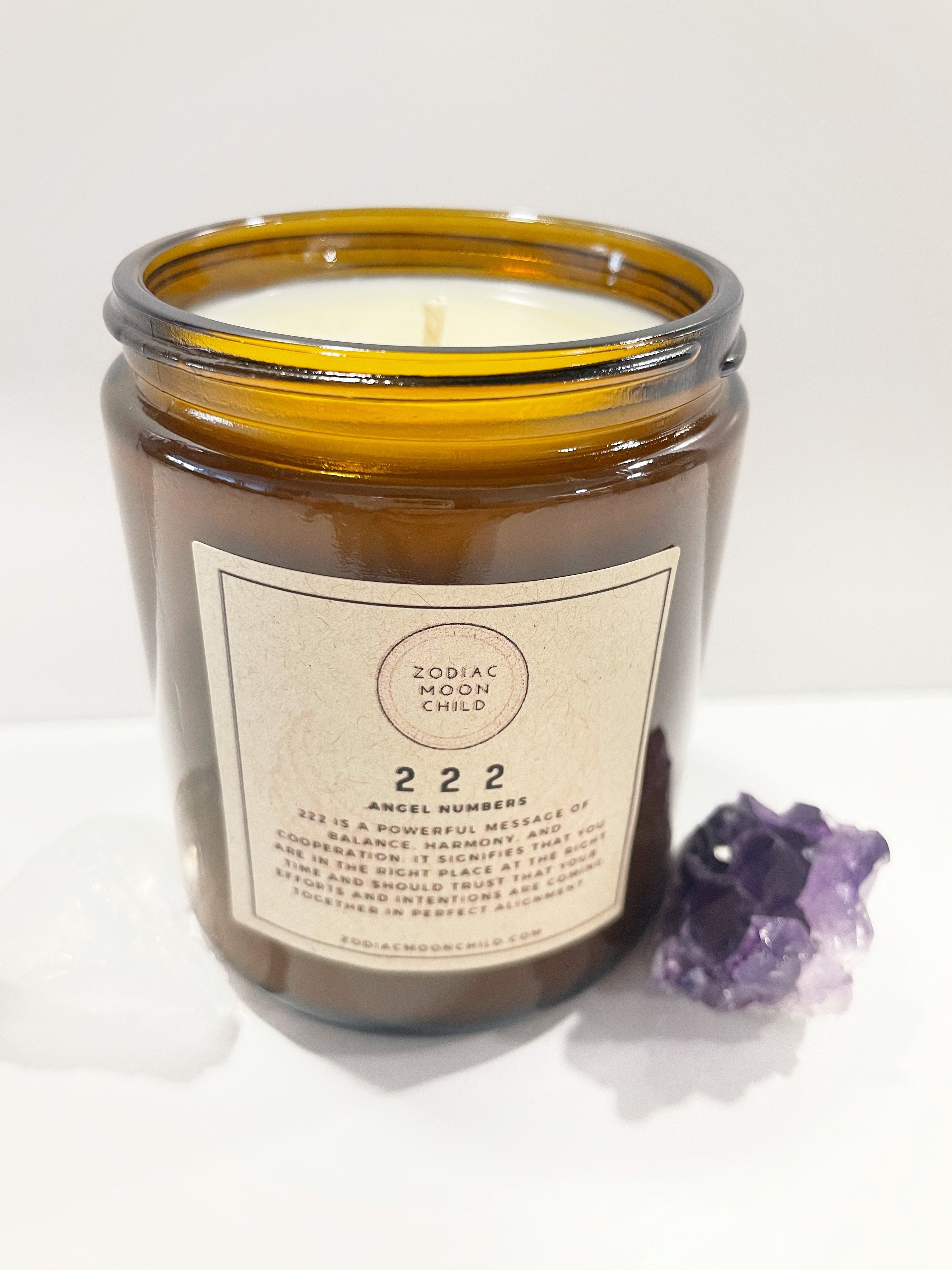 Angel Number 222 - Tranquil Amber Spiritual Soy Candle: Enhance Positivity & Elevate Your Sacred Zen Space with 100% Natural Soy Wax, Energy