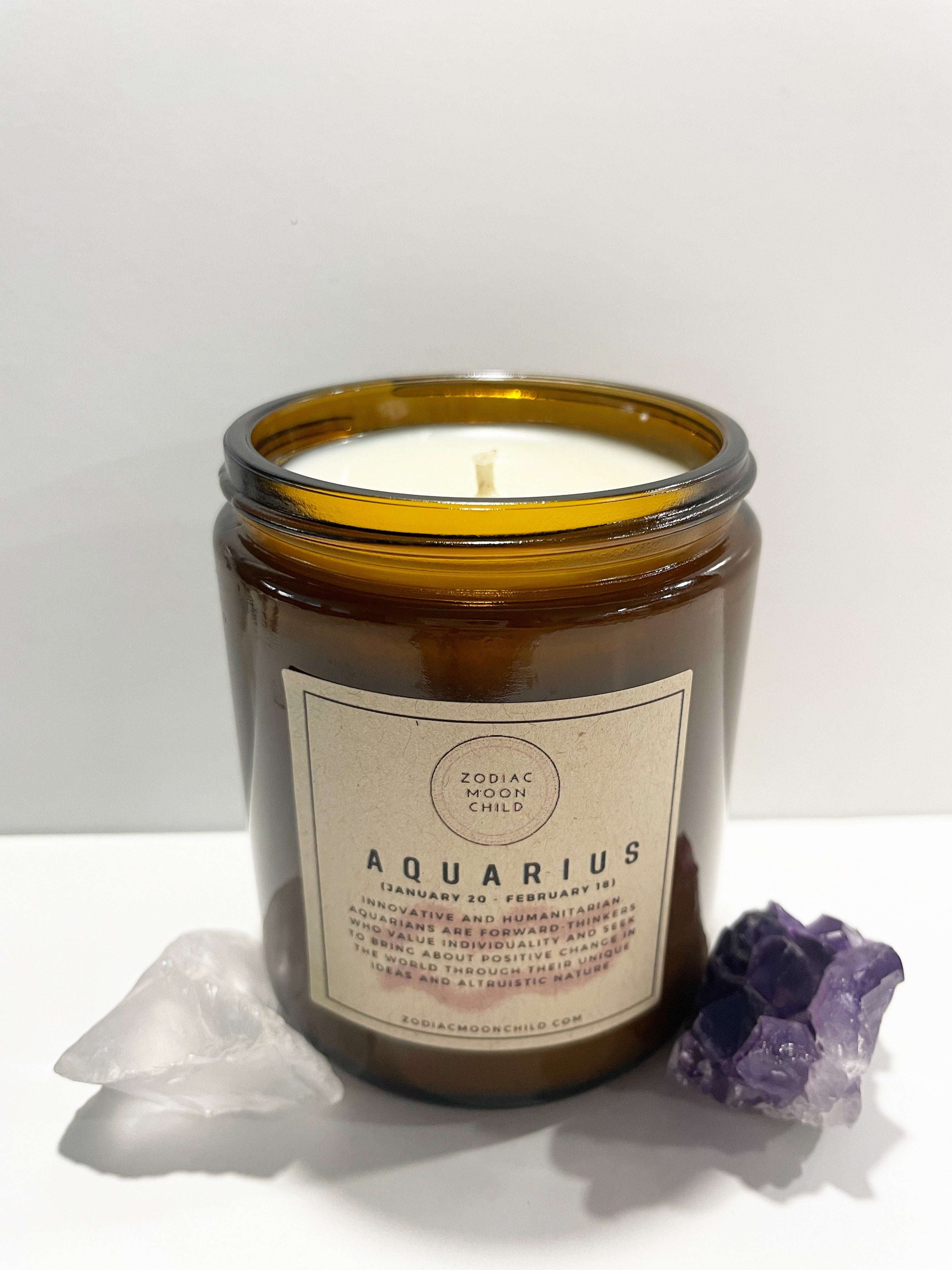 Aquarius Zodiac Astrology Soy Spiritual Candle for Manifestation and Positivity in Your Sacred Space - 100% Natural Soy Wax, Energy, Horoscope