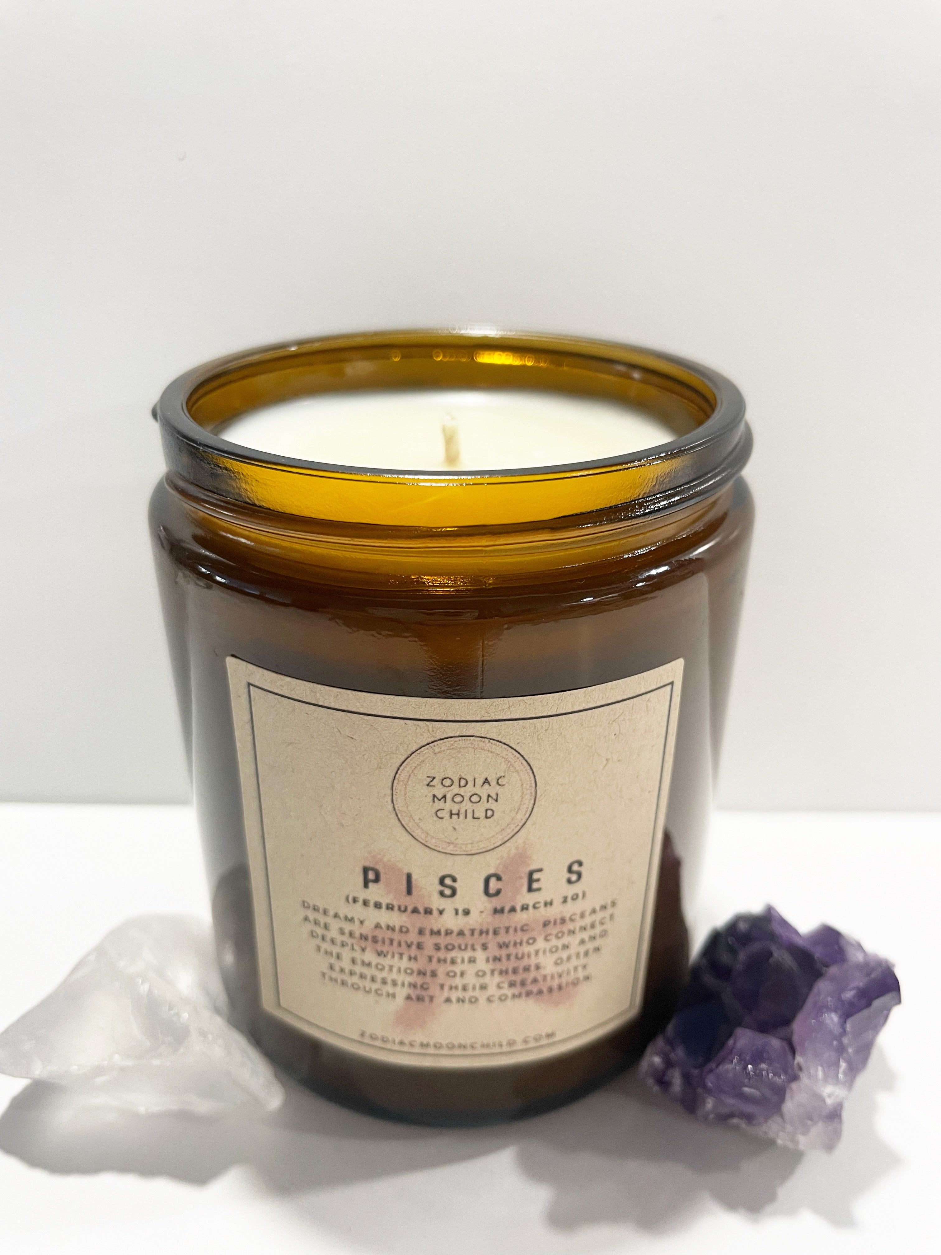 Pisces Zodiac Astrology Soy Spiritual Candle for Manifestation and Positivity in Your Sacred Space - 100% Natural Soy Wax, Energy, Horoscope