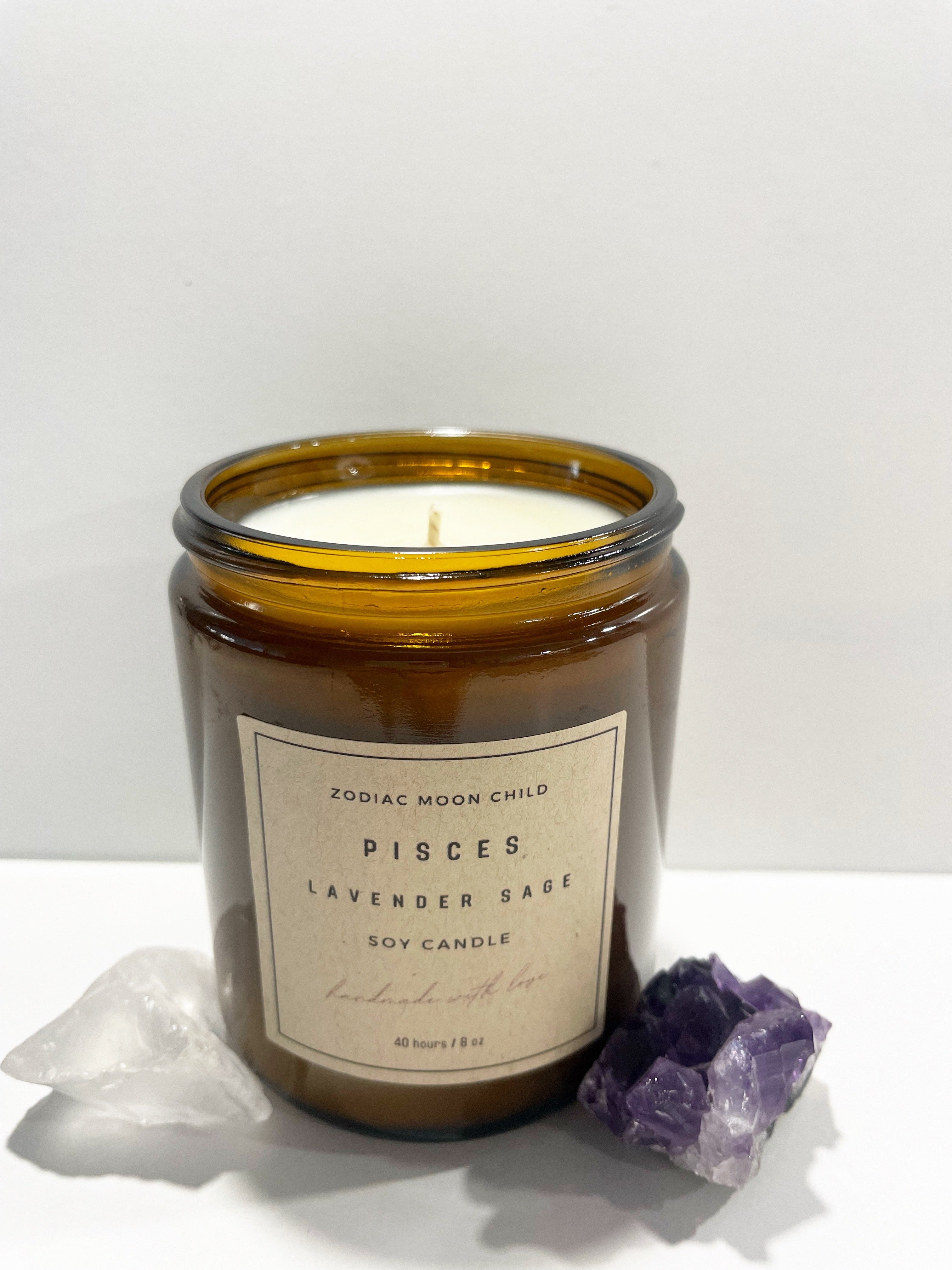 Pisces Zodiac Astrology Soy Spiritual Candle for Manifestation and Positivity in Your Sacred Space - 100% Natural Soy Wax, Energy, Horoscope