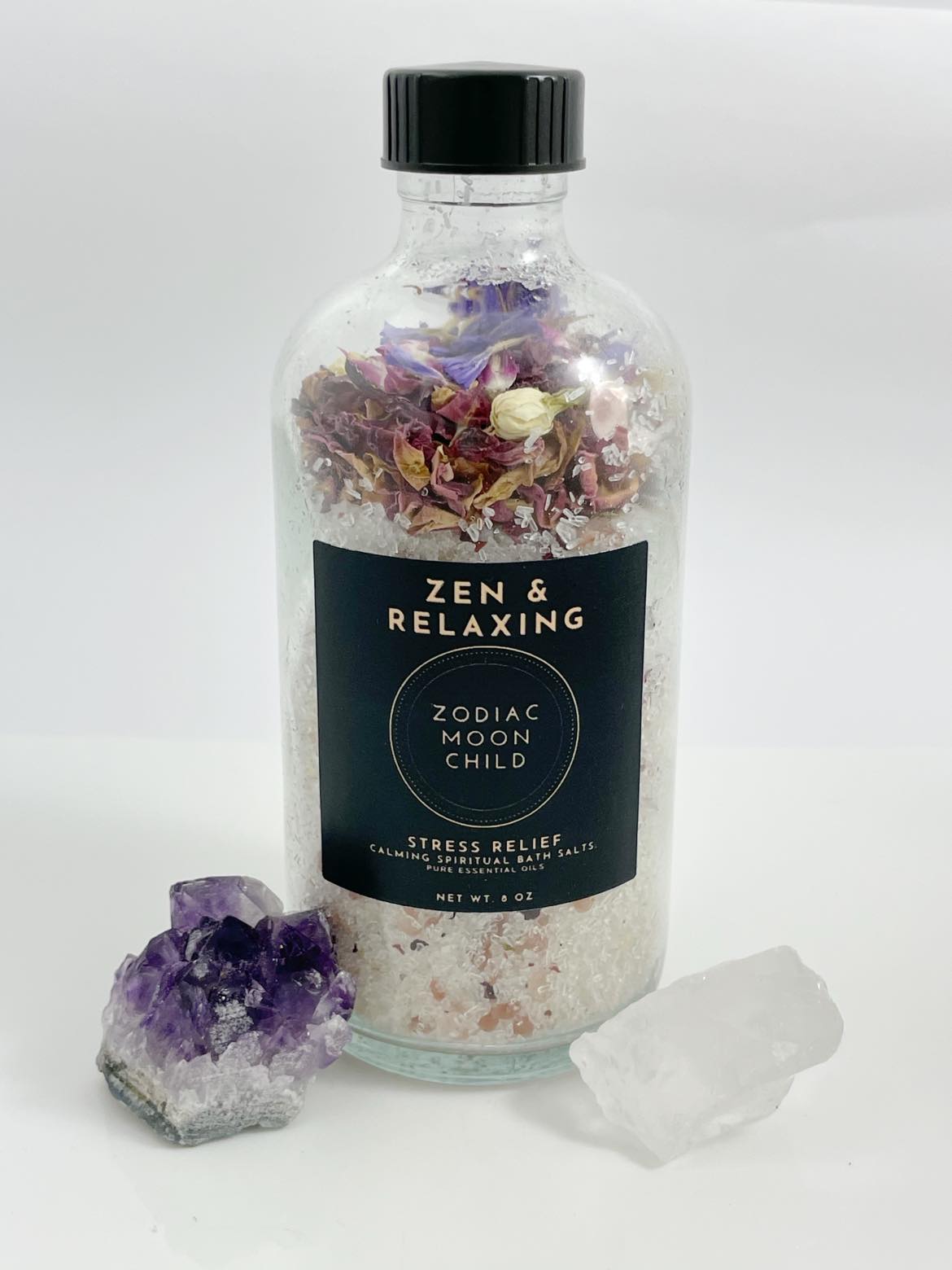 Spiritual Crystal Bath Salt Blend - Energy Cleanse - Essential Oils - Sea Salt - Bath Salts - Zen & Relaxing - Eucalyptus Mint - Herbal Bath