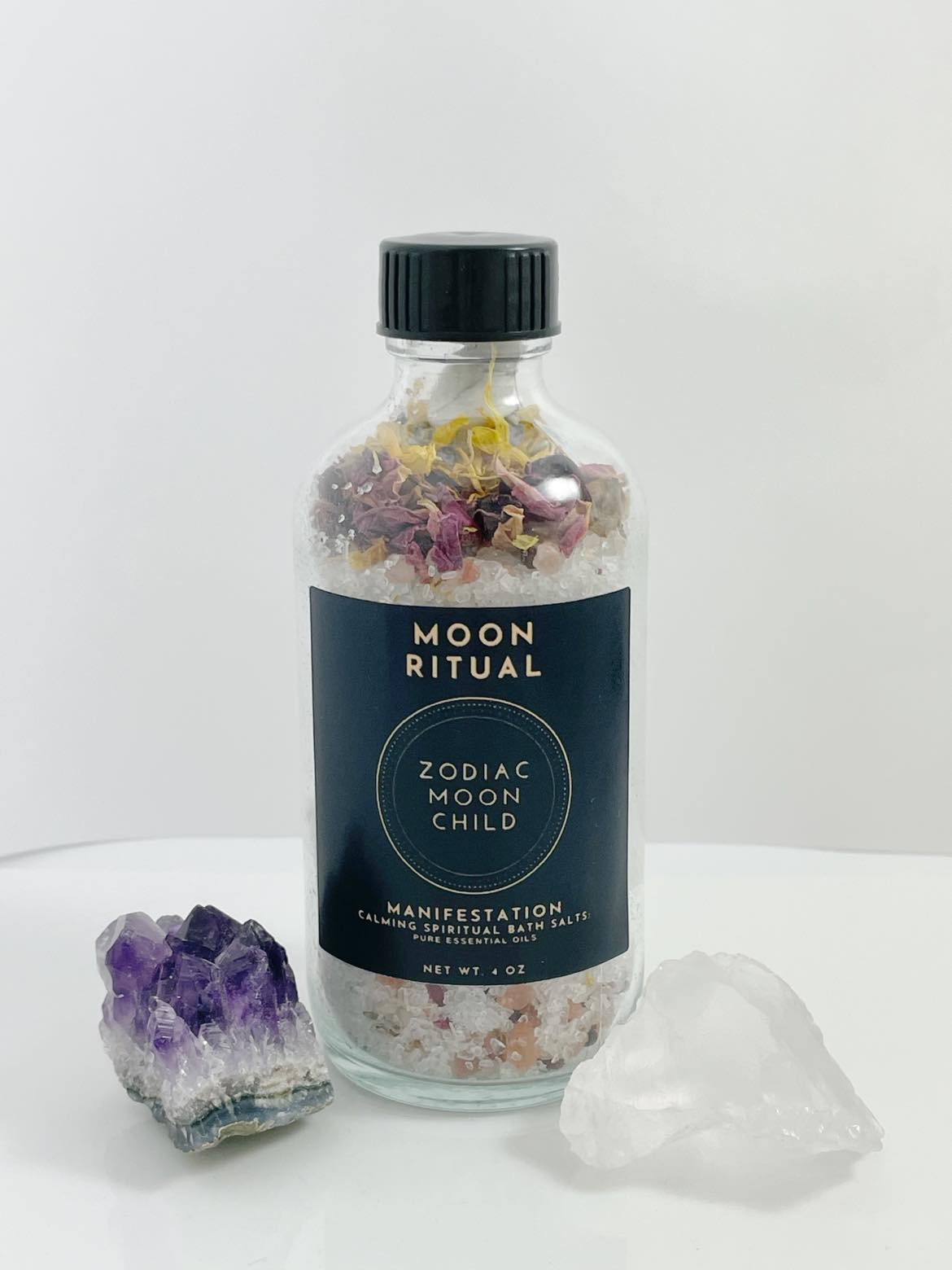 Spiritual Crystal Bath Salt Energy Cleanse - Essential Oils Dead Sea Salts - Moon Ritual Manifestation - Frankincense, Sandalwood, Bergamot