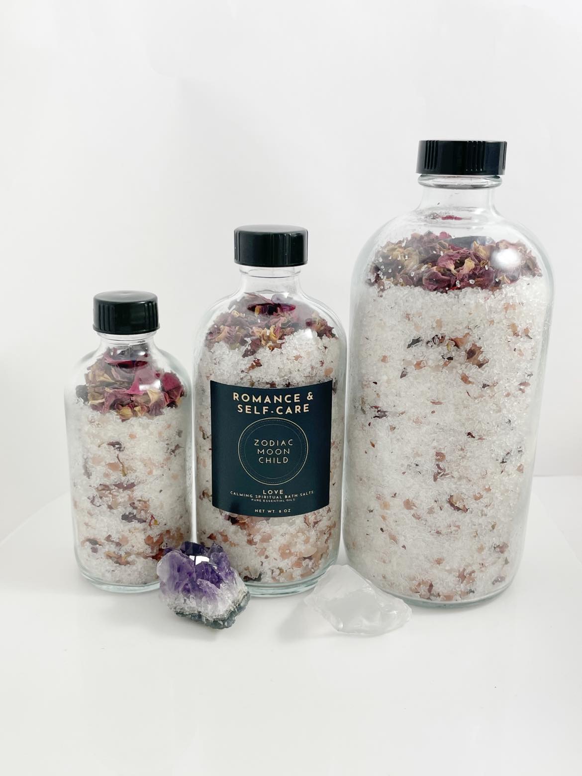 Spiritual Crystal Bath Salt Blend - Energy Cleanse - Essential Oils - Dead Sea Salts - Romance & Self-Care - Love - Geranium Orange - Herbal