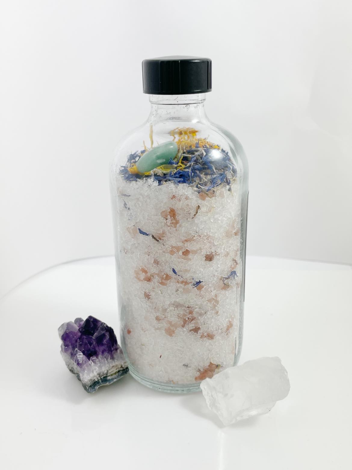 Spiritual Crystal Bath Salts - Essential Oils - Dead Sea Salts Cleanse - Good & Positive Vibes - Energize - Grapefruit, Peppermint, Lavender