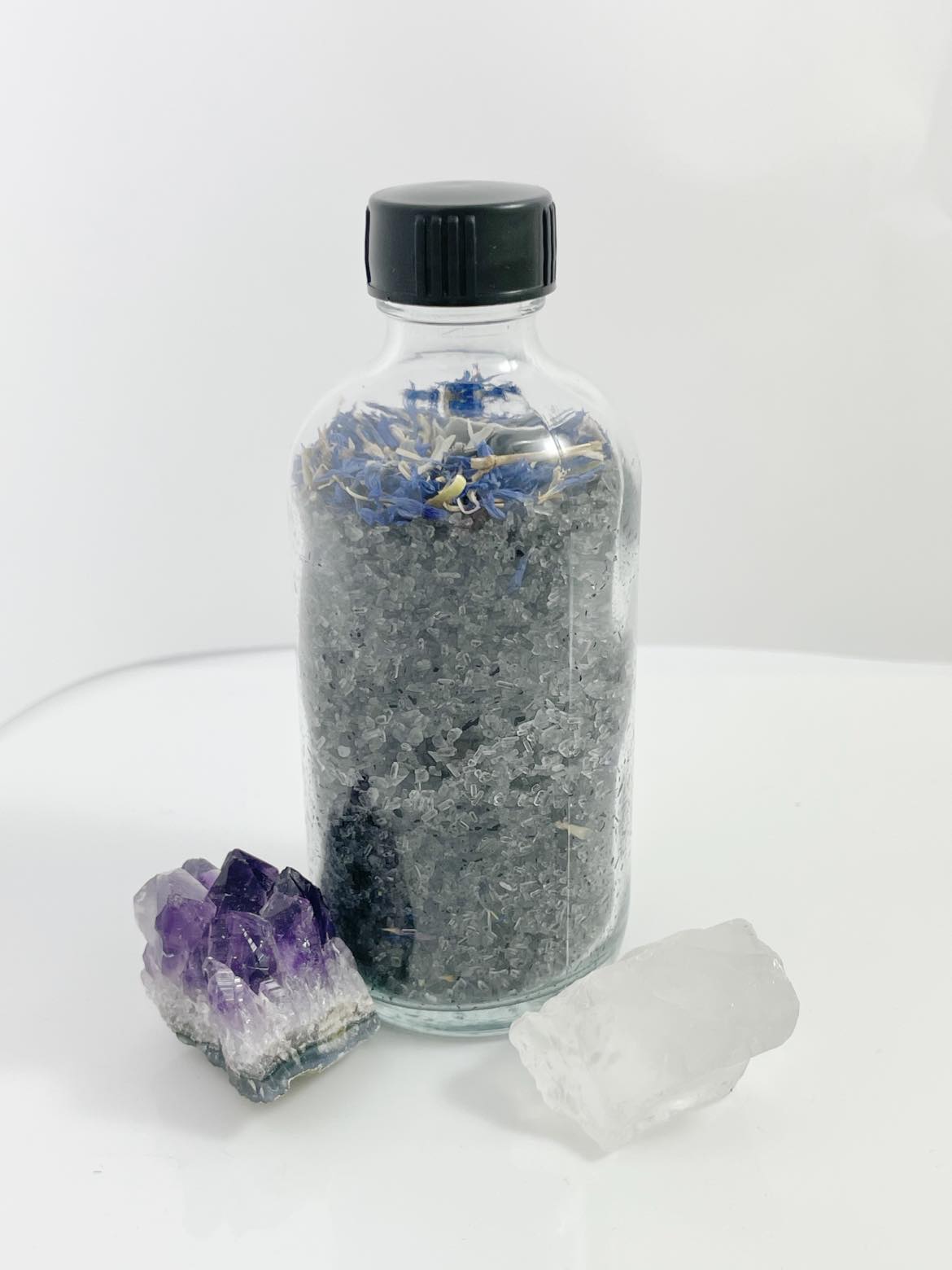 Spiritual Crystal Bath Salt Blend - Energy Cleanse - Essential Oils - Black Lava Sea Salt - Protection & Sacred -Detox - Eucalyptus Lavender