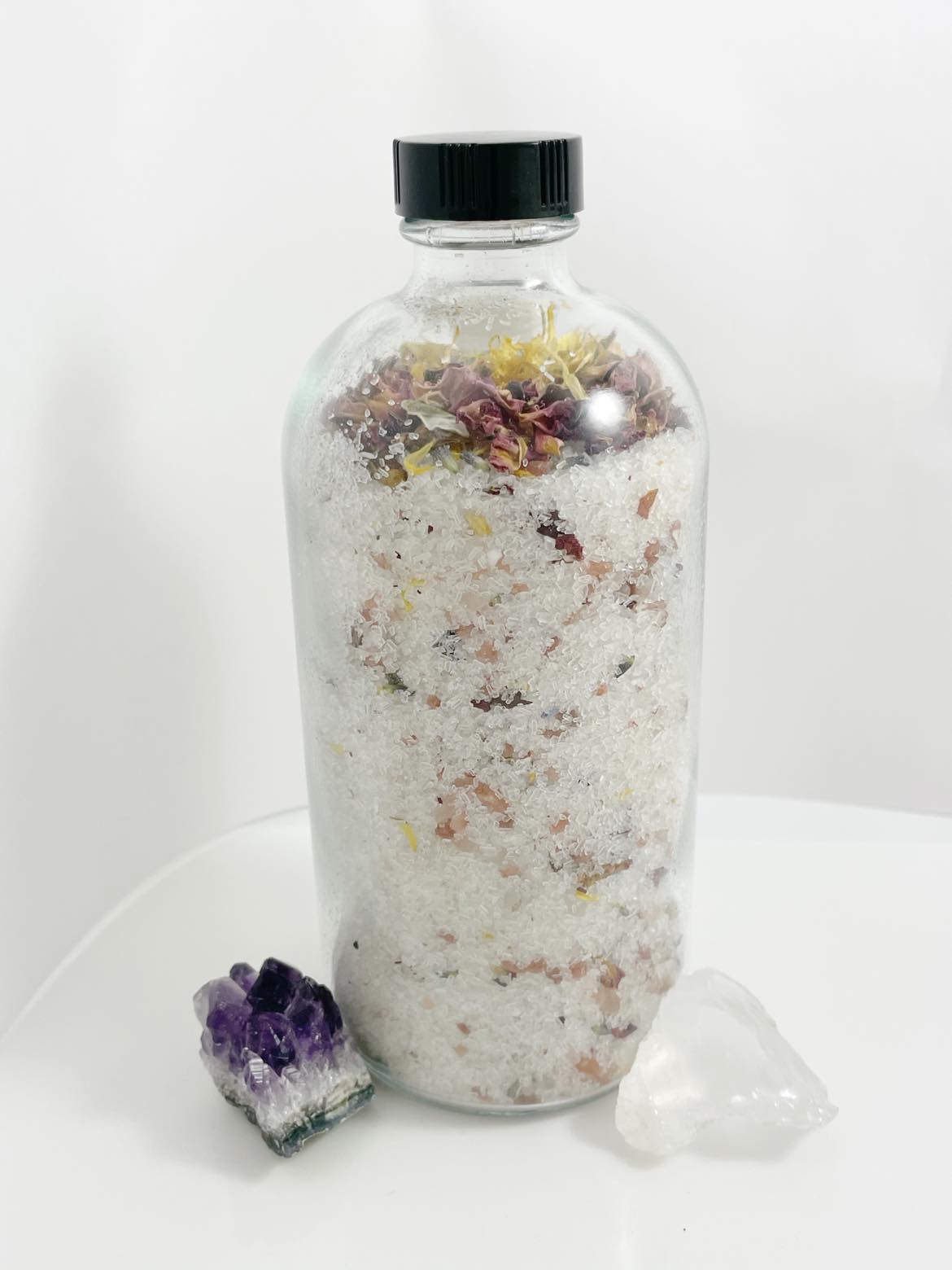 Spiritual Crystal Bath Salt Energy Cleanse - Essential Oils Dead Sea Salts - Moon Ritual Manifestation - Frankincense, Sandalwood, Bergamot