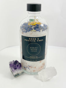 Spiritual Crystal Bath Salts - Essential Oils - Dead Sea Salts Cleanse - Good & Positive Vibes - Energize - Grapefruit, Peppermint, Lavender